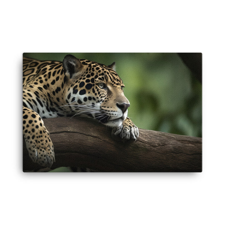 Graceful Jaguar Perched on a Tree Branch canvas - Posterfy.AI