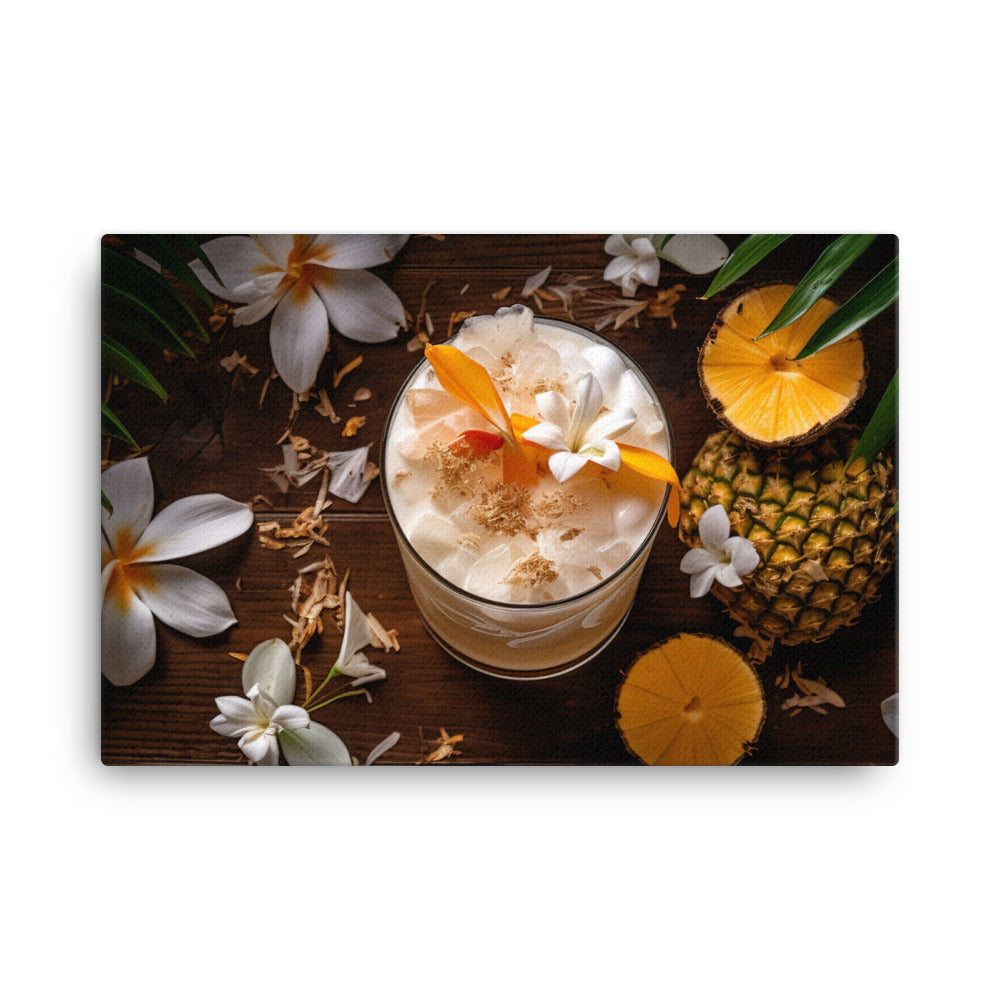 Rum Cocktail with Pineapple and Coconut canvas - Posterfy.AI