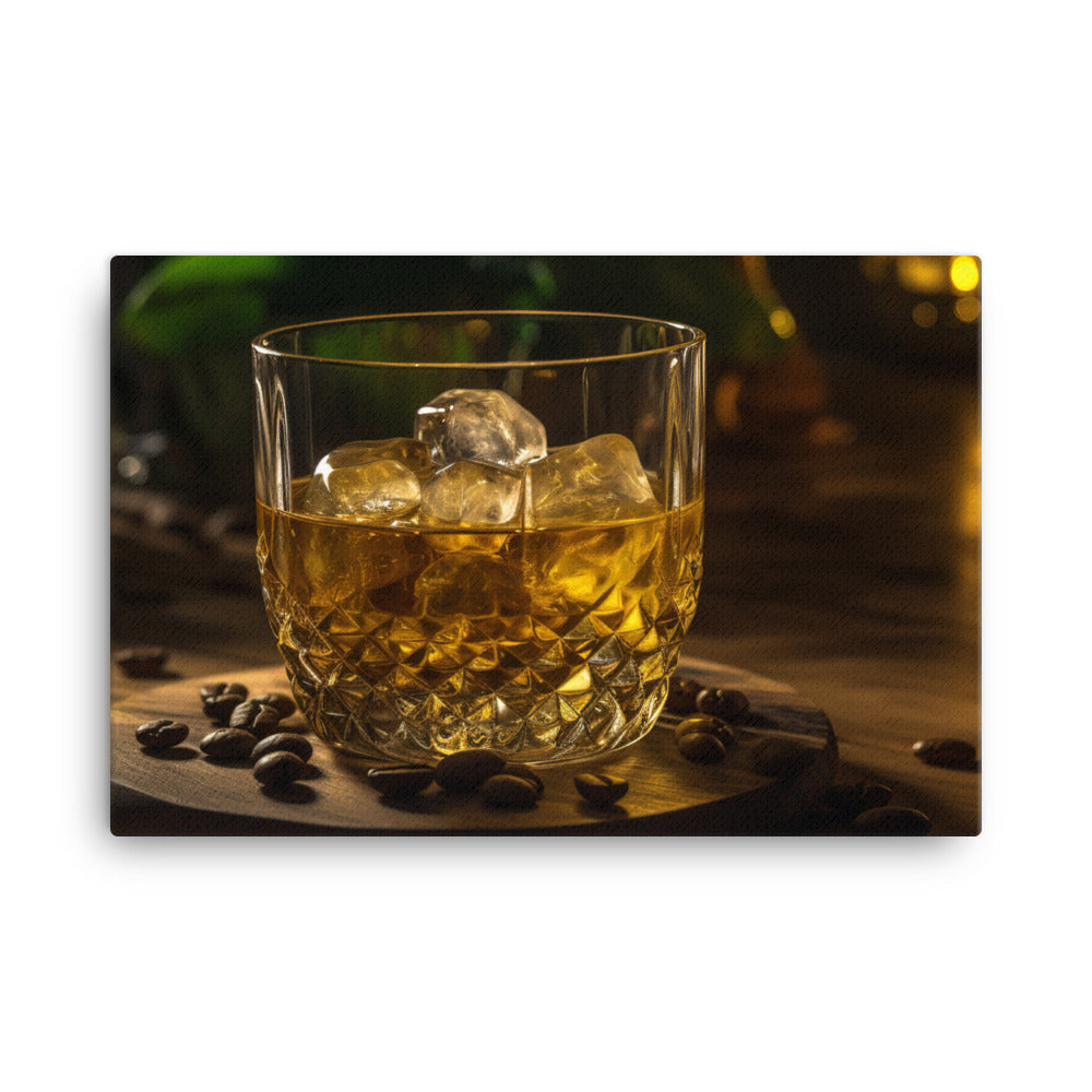 Golden Rum on the Rocks canvas - Posterfy.AI