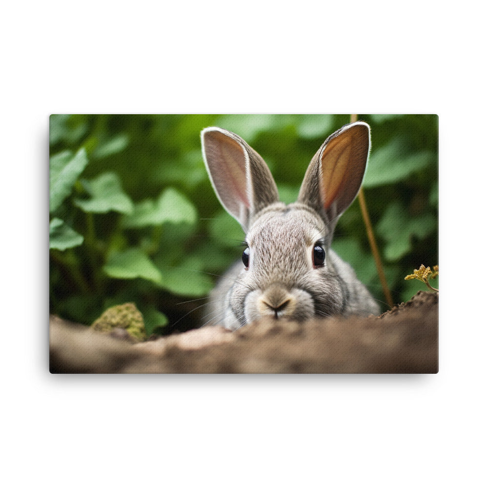 Mini Rex Bunny - Exploring the Outdoors canvas - Posterfy.AI