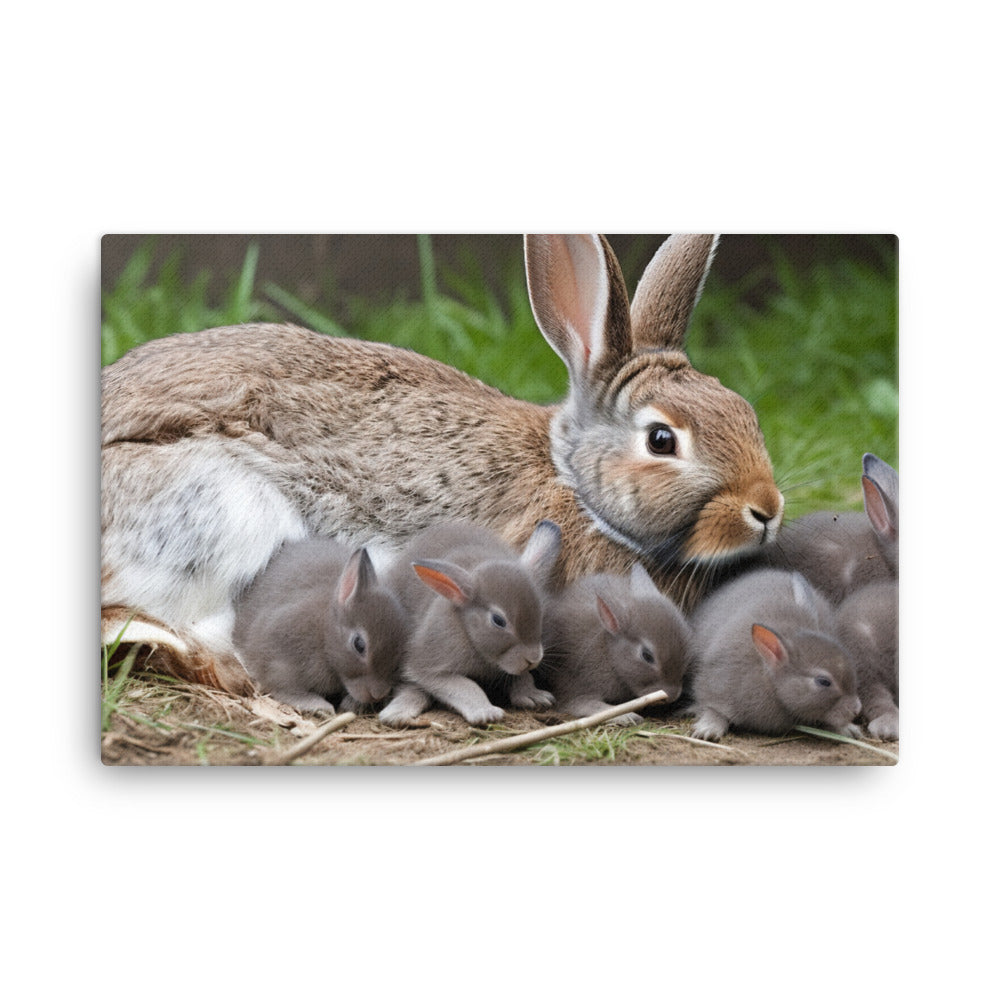 Flemish Giant Rabbit Family Time canvas - Posterfy.AI