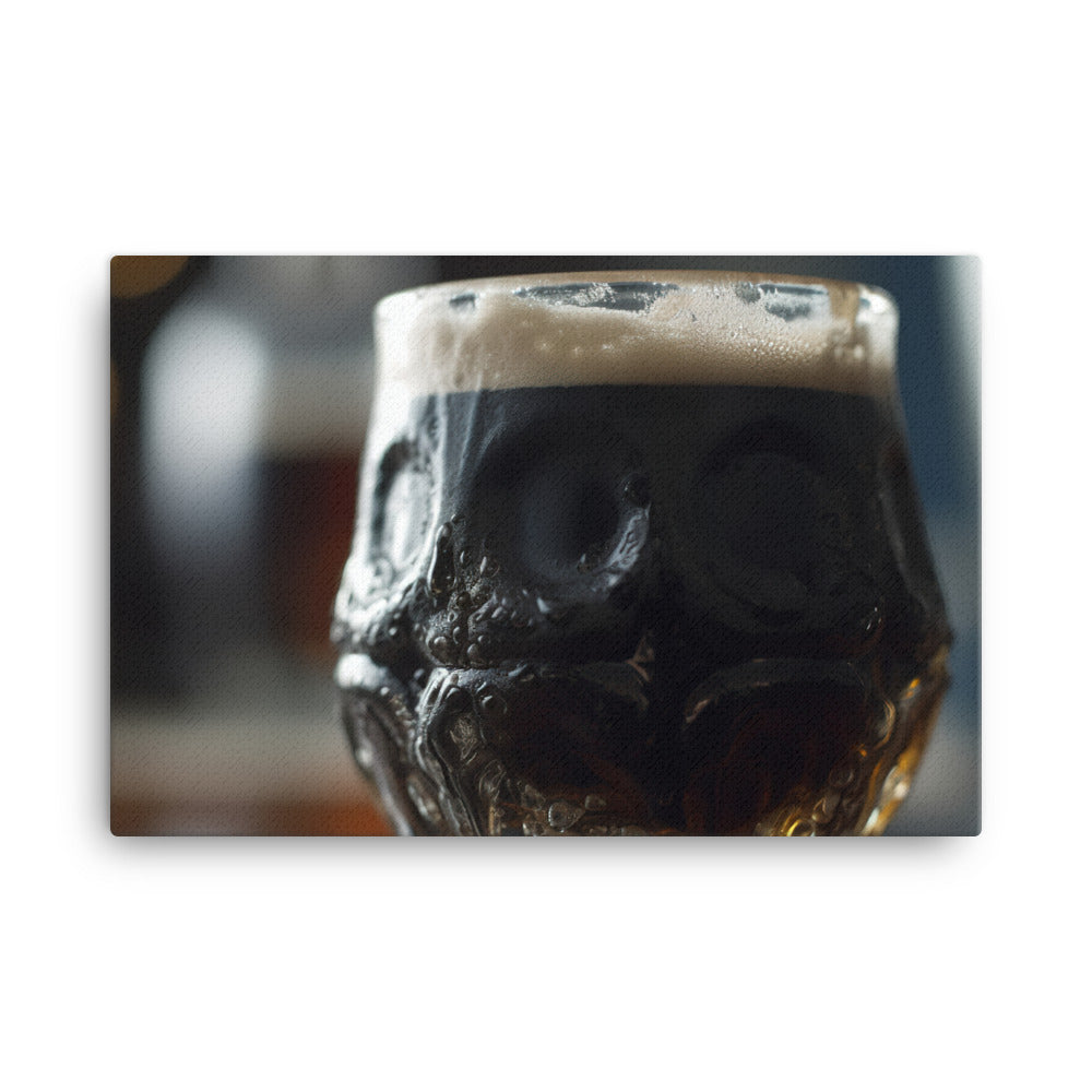 A glass of ice cold stout beer canvas - Posterfy.AI