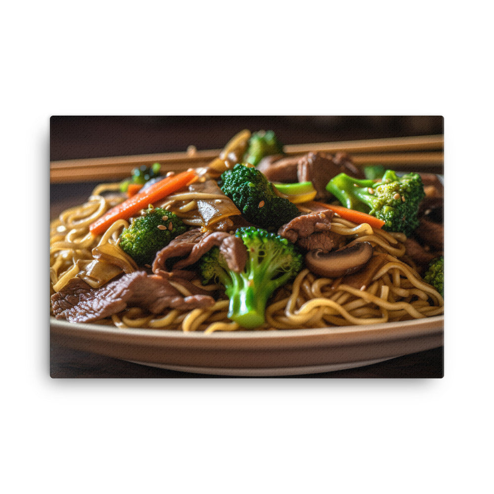 Savory Beef Lo Mein 牛肉撈麵 canvas - Posterfy.AI