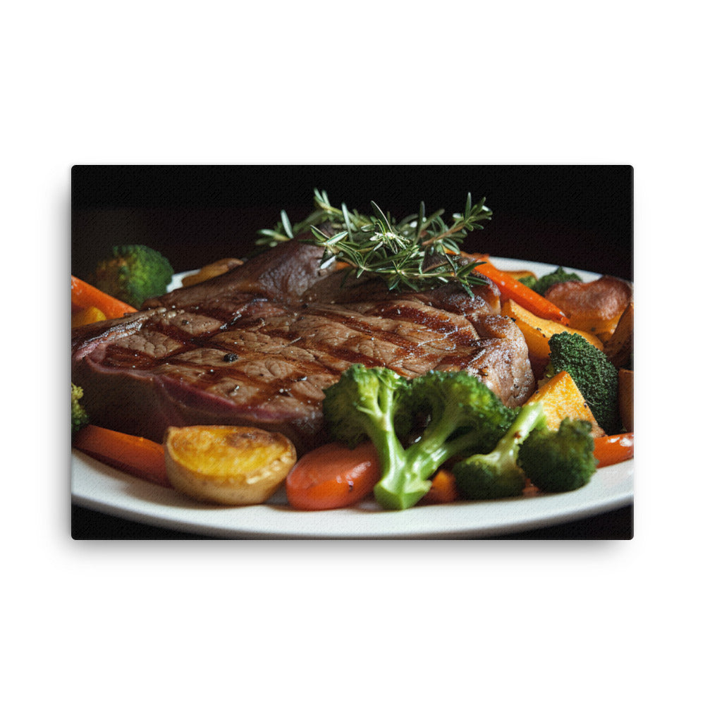 T-Bone Steak with Roasted Vegetables canvas - Posterfy.AI