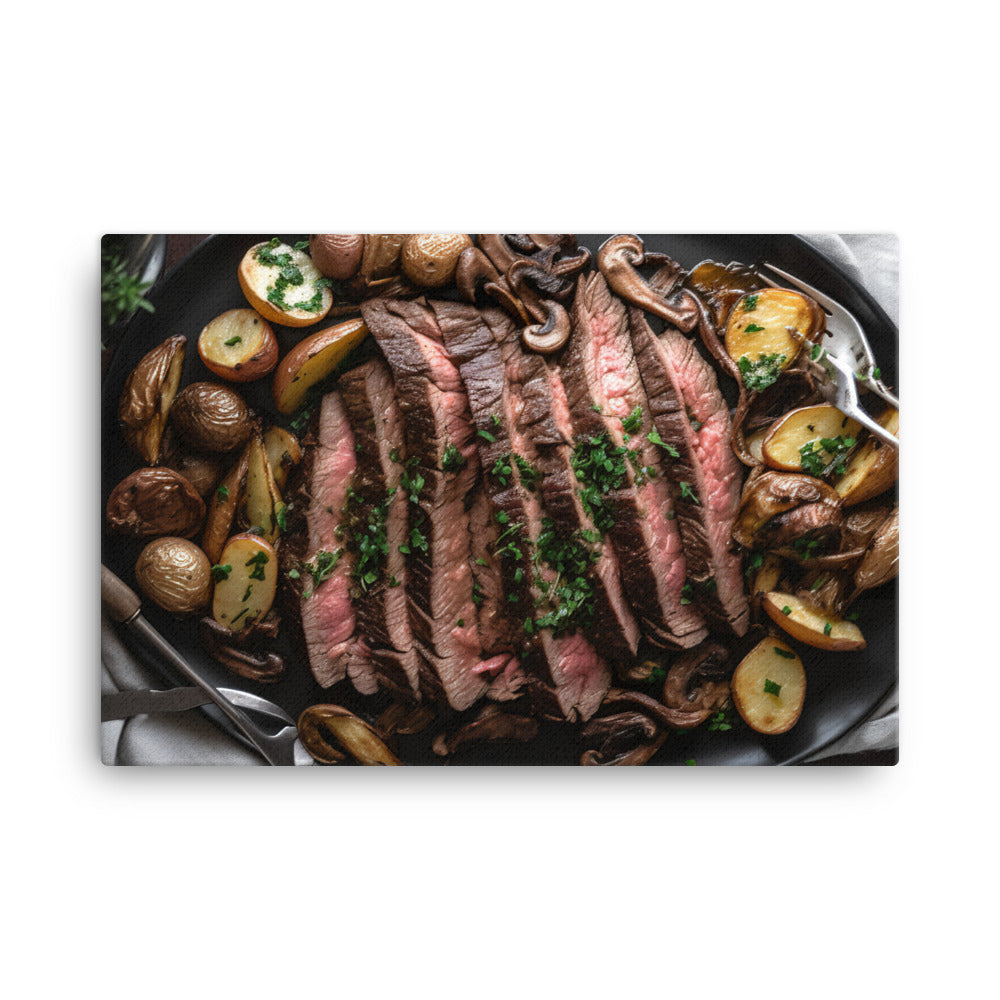 Skillet Seared Skirt Steak canvas - Posterfy.AI