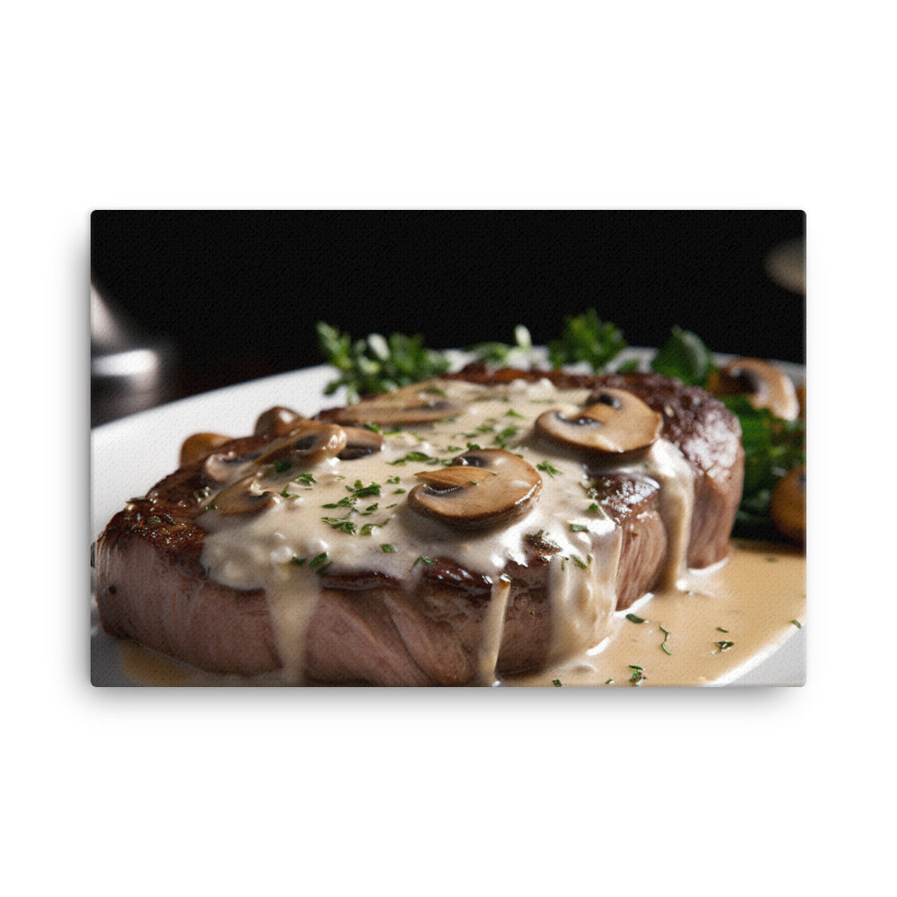 New York Strip Steak with Creamy Mushroom Sauce canvas - Posterfy.AI