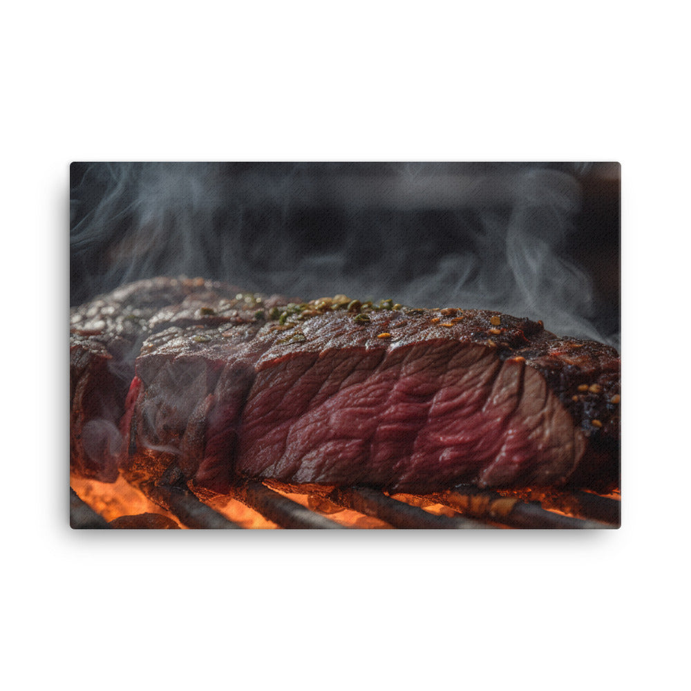 Juicy Hanger Steak on the Grill canvas - Posterfy.AI