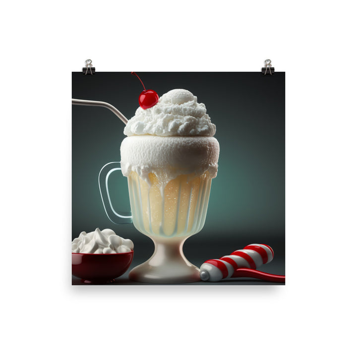 A frosty mug of classic cream soda photo paper poster - Posterfy.AI