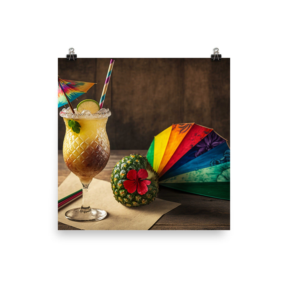 A tropical Mai Tai cocktail photo paper poster - Posterfy.AI