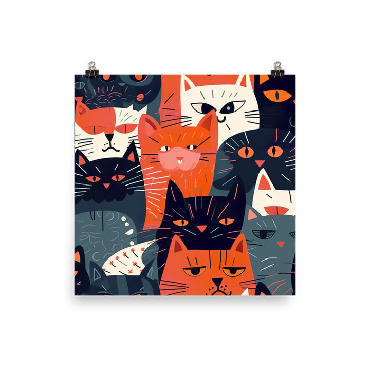 Cat faces Pattern photo paper poster - Posterfy.AI