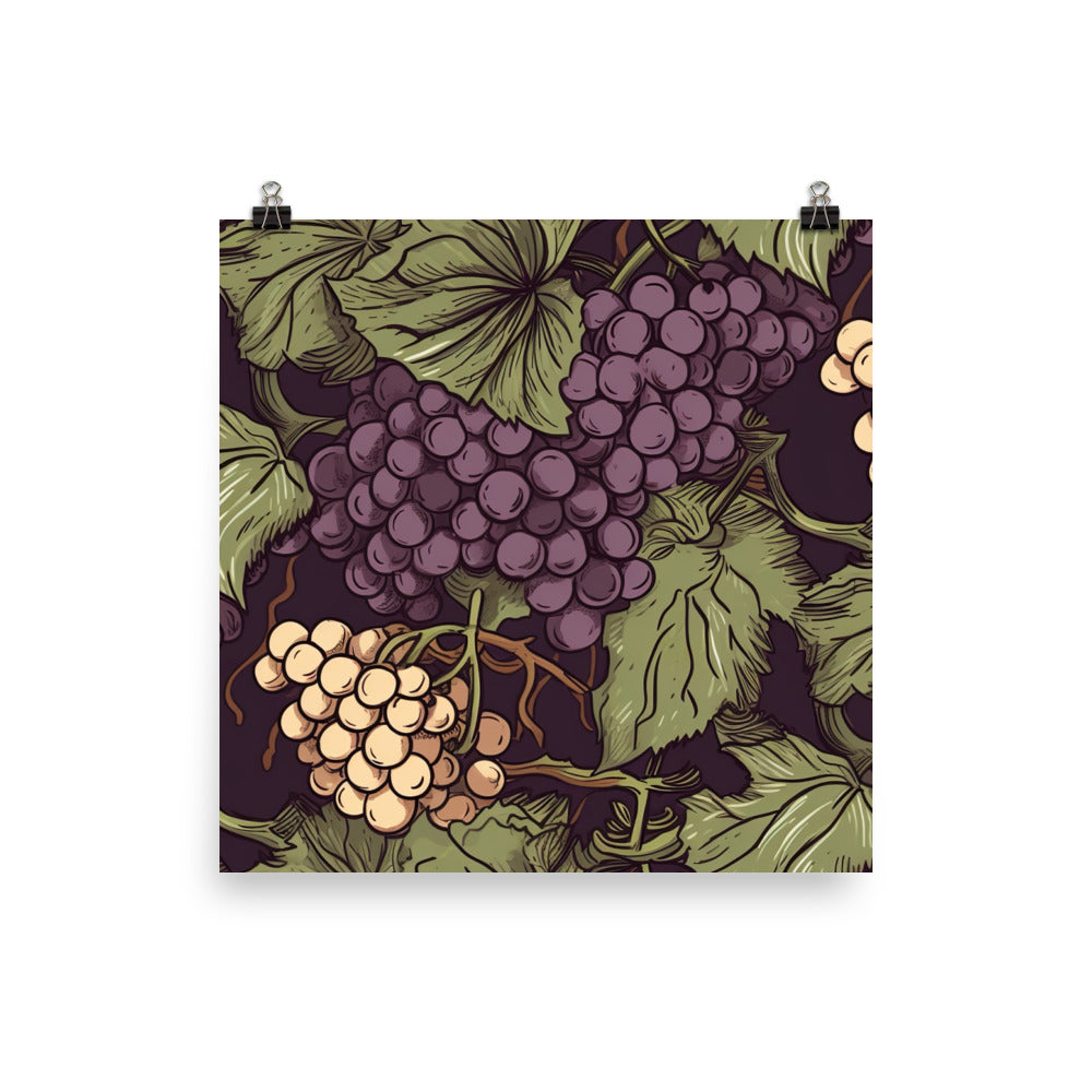 Grapes Pattern photo paper poster - Posterfy.AI