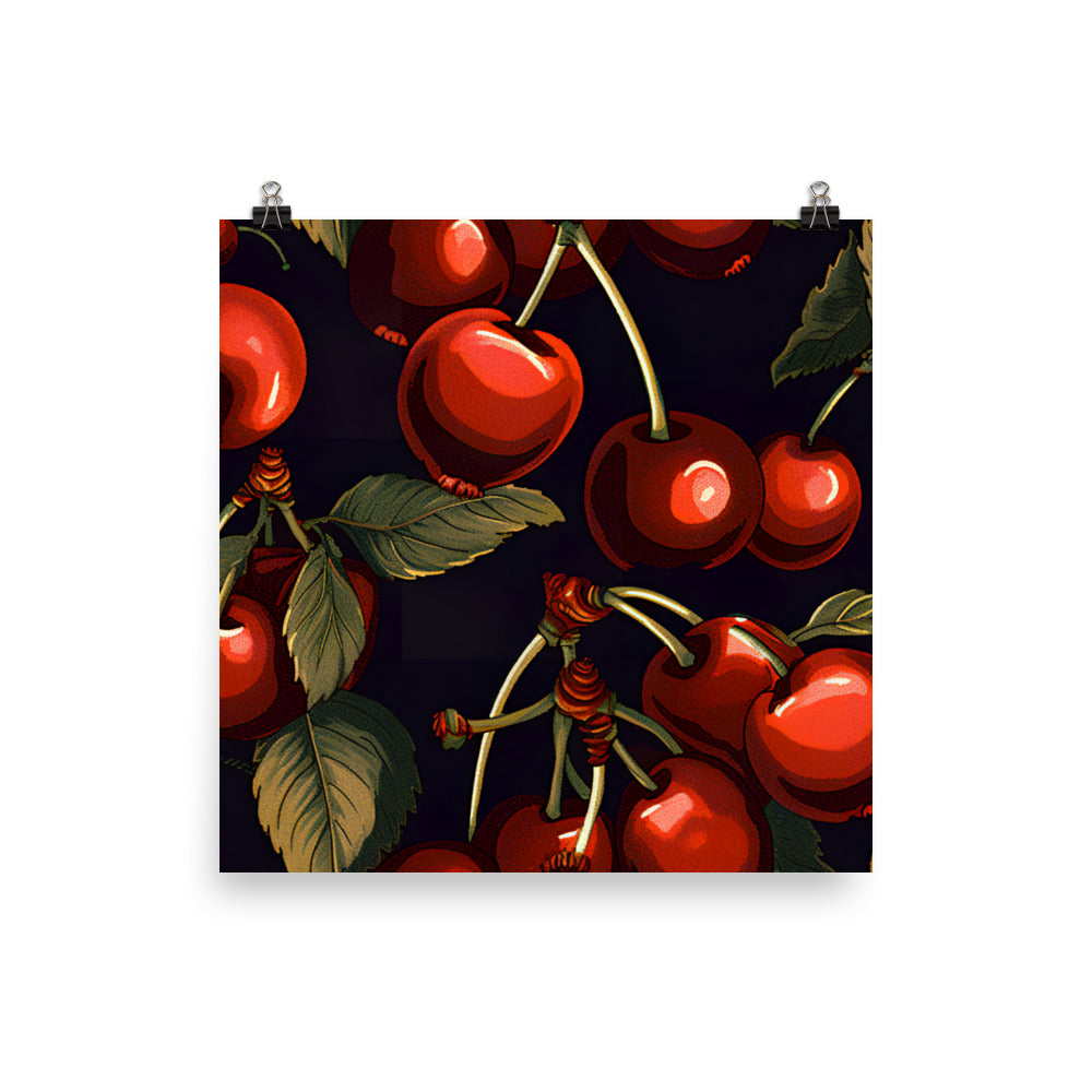 Cherries Pattern photo paper poster - Posterfy.AI