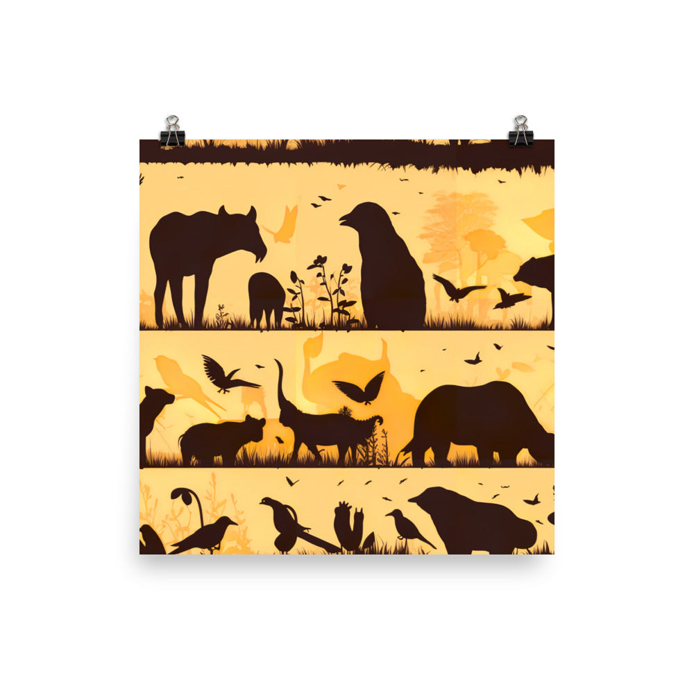Animal Silhouettes Pattern photo paper poster - Posterfy.AI