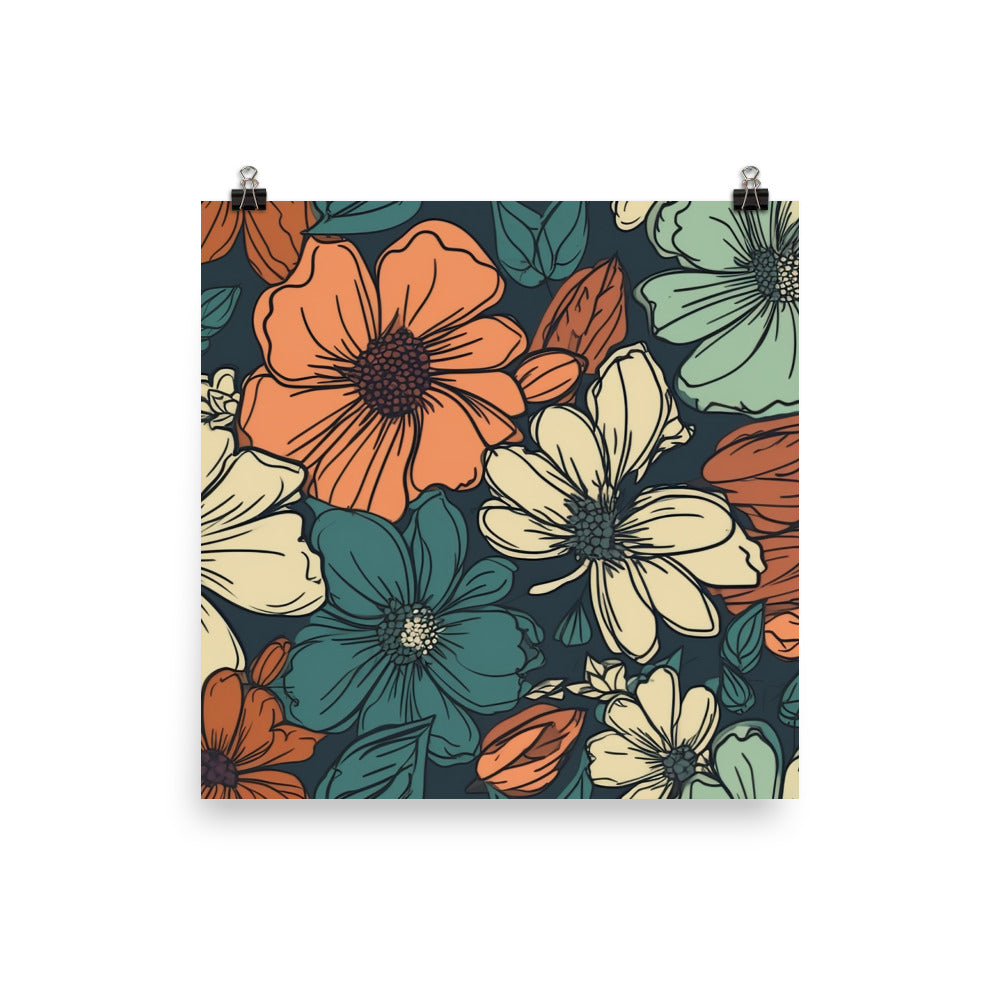 Flowers Pattern photo paper poster - Posterfy.AI