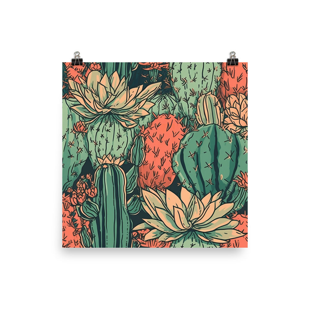 Cacti Pattern photo paper poster - Posterfy.AI