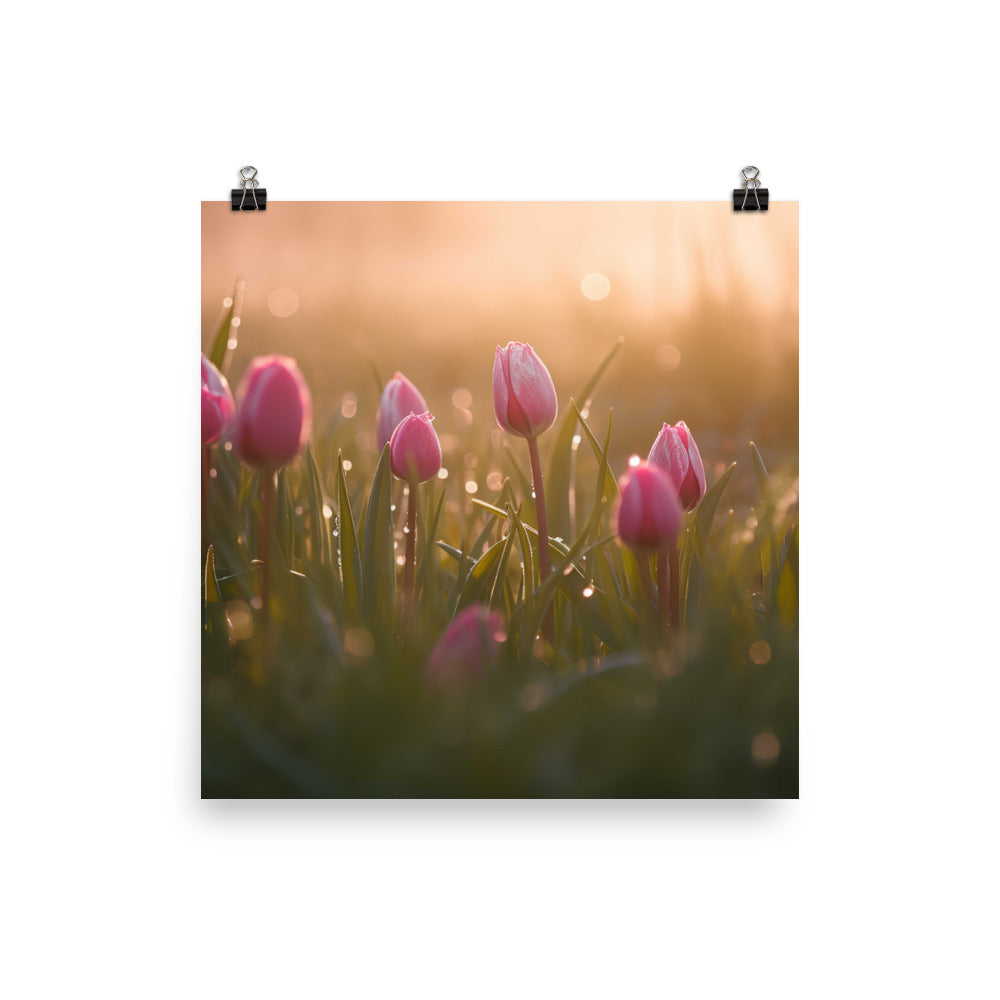 Capturing the Grace of Tulips in Bloom photo paper poster - Posterfy.AI