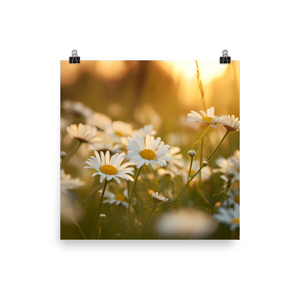 Daisies at Sunset photo paper poster - Posterfy.AI