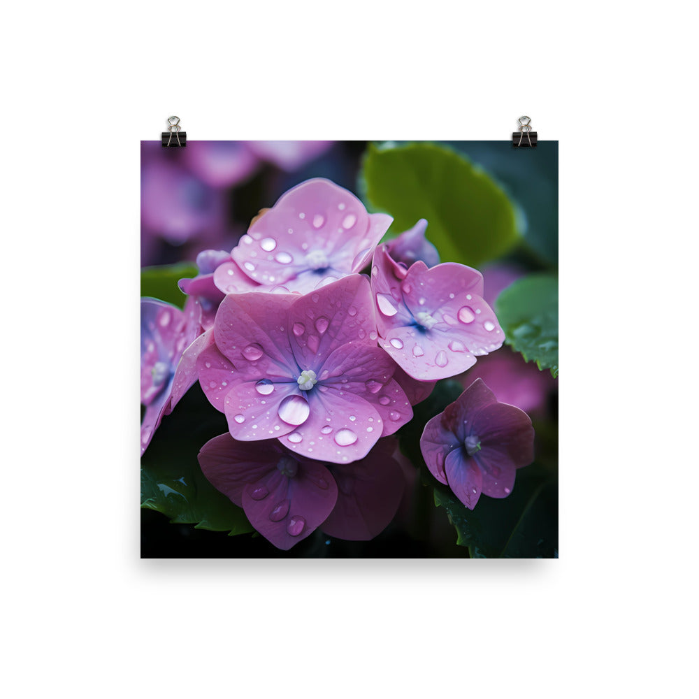 Hydrangea in the Rain photo paper poster - Posterfy.AI