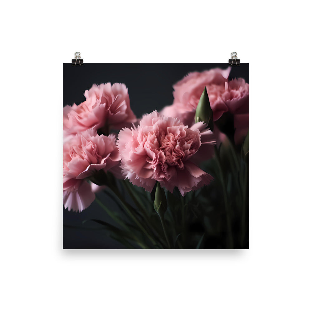 Vintage Pink Carnations photo paper poster - Posterfy.AI