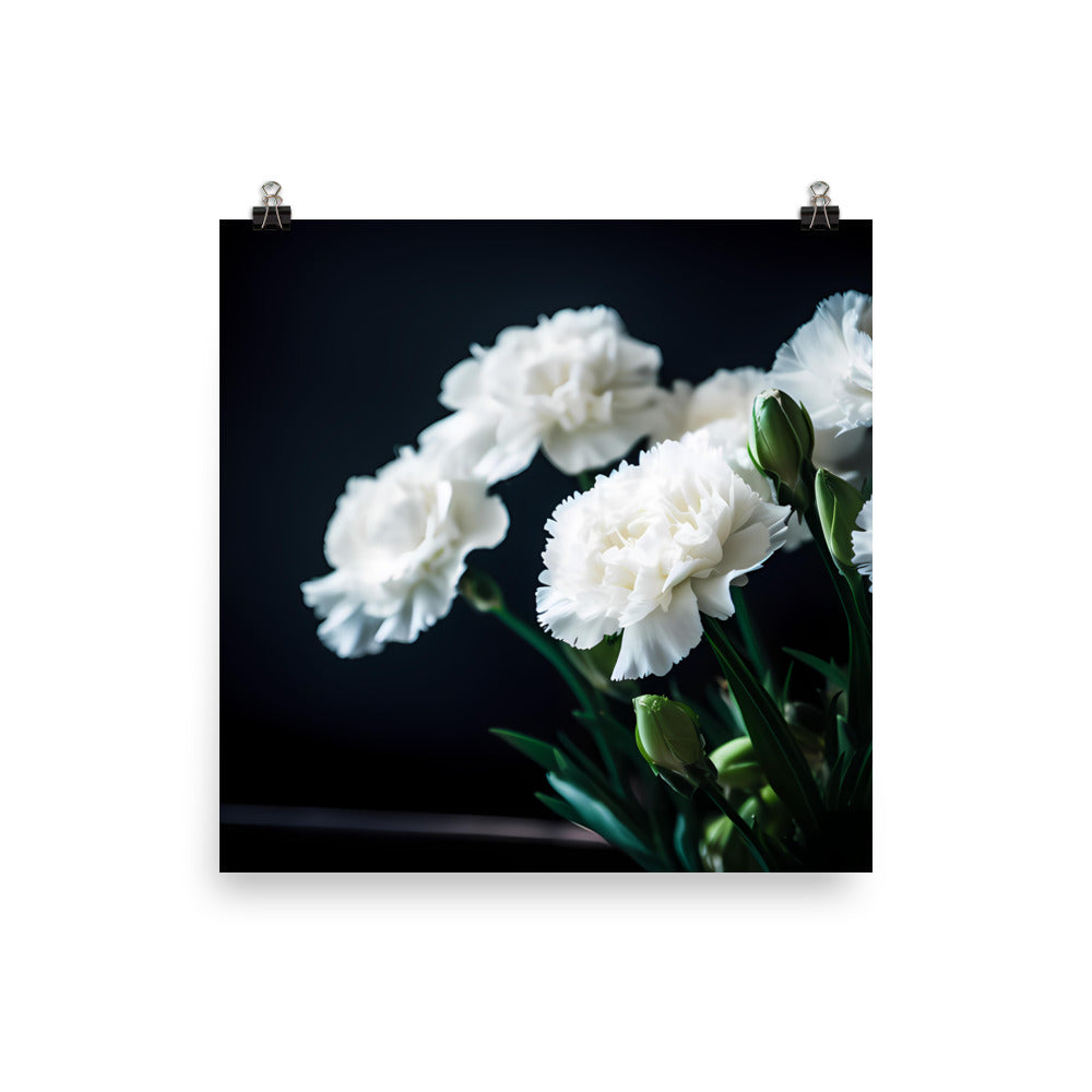Elegant White Carnations photo paper poster - Posterfy.AI
