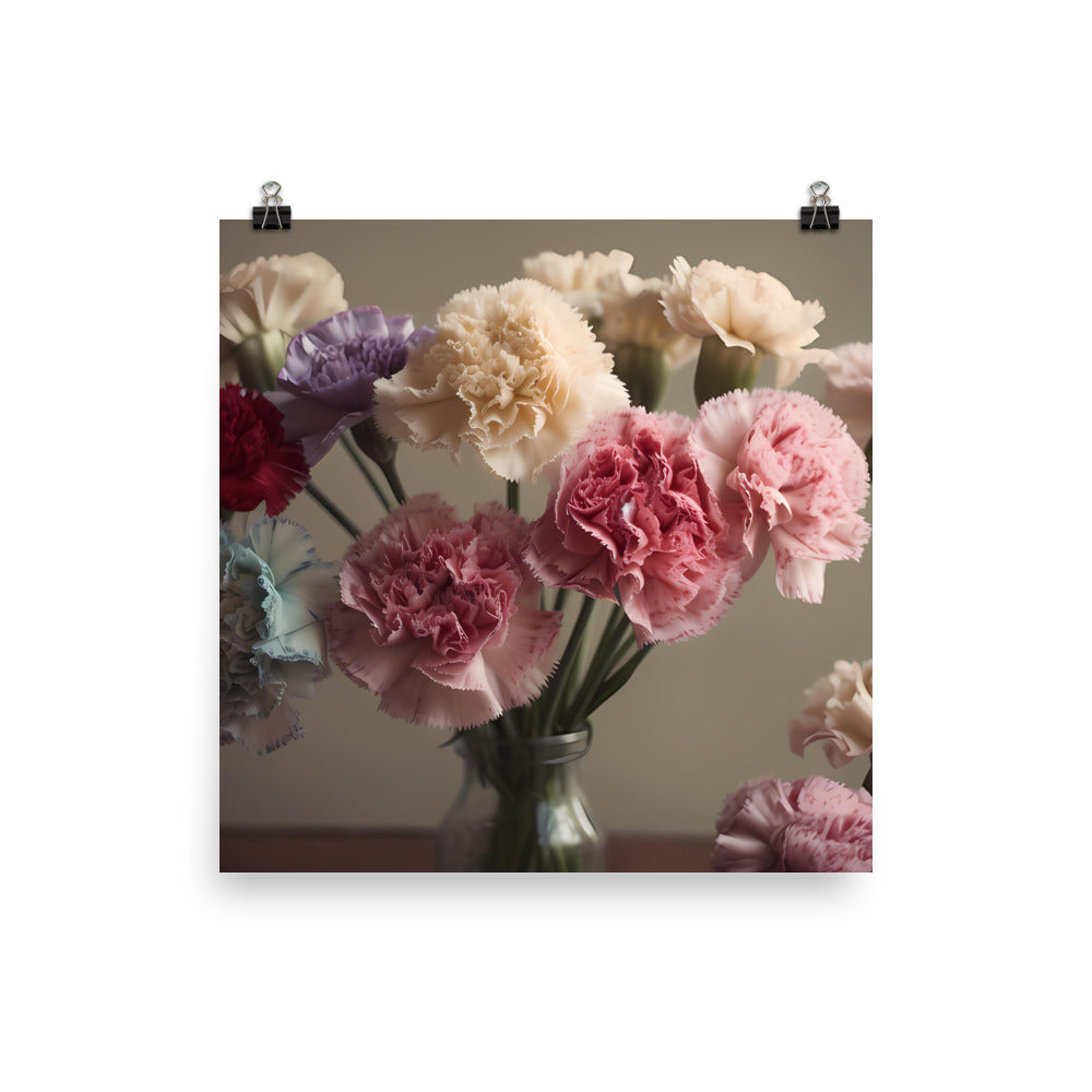Carnations in Vintage Style photo paper poster - Posterfy.AI