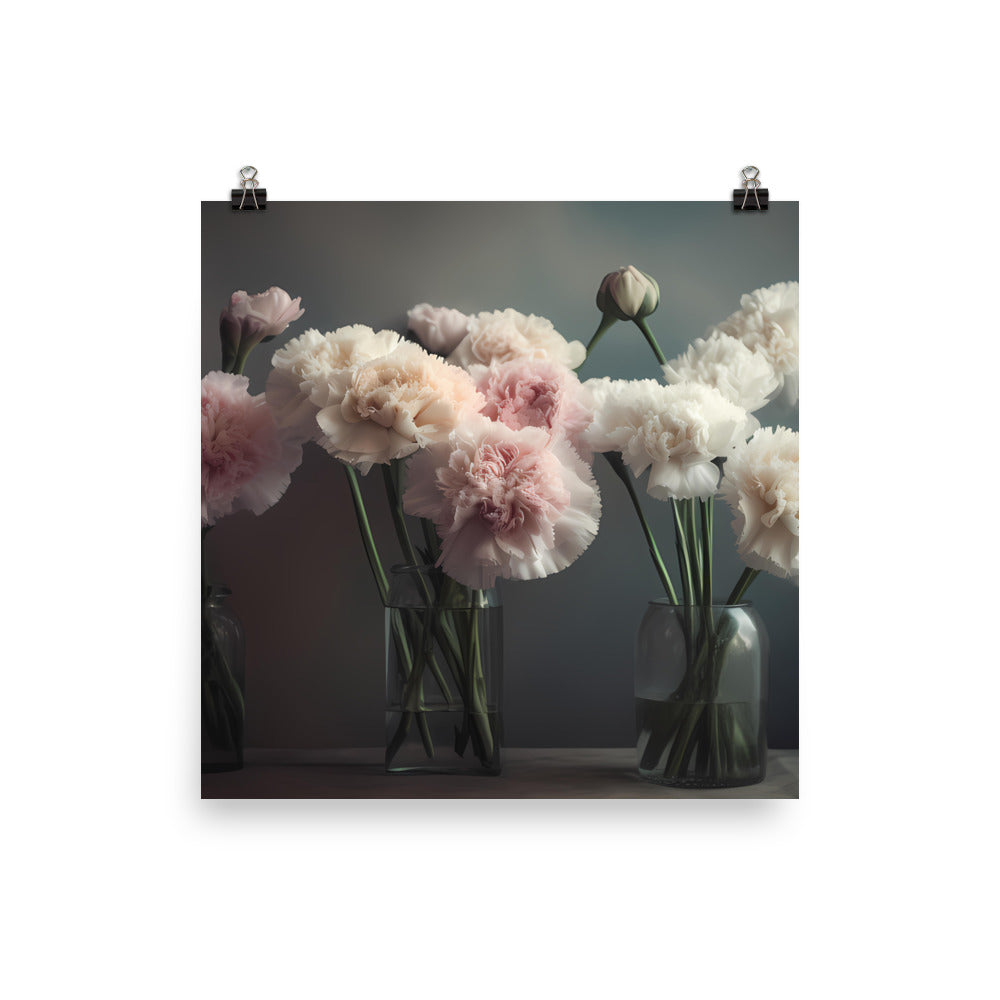 Carnations in Vintage Style photo paper poster - Posterfy.AI