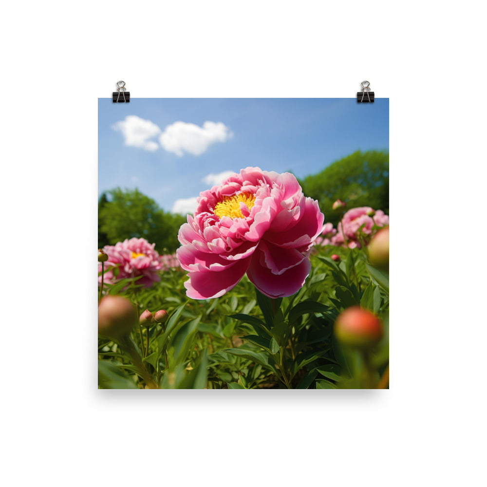 Peony Garden in Full Bloom photo paper poster - Posterfy.AI