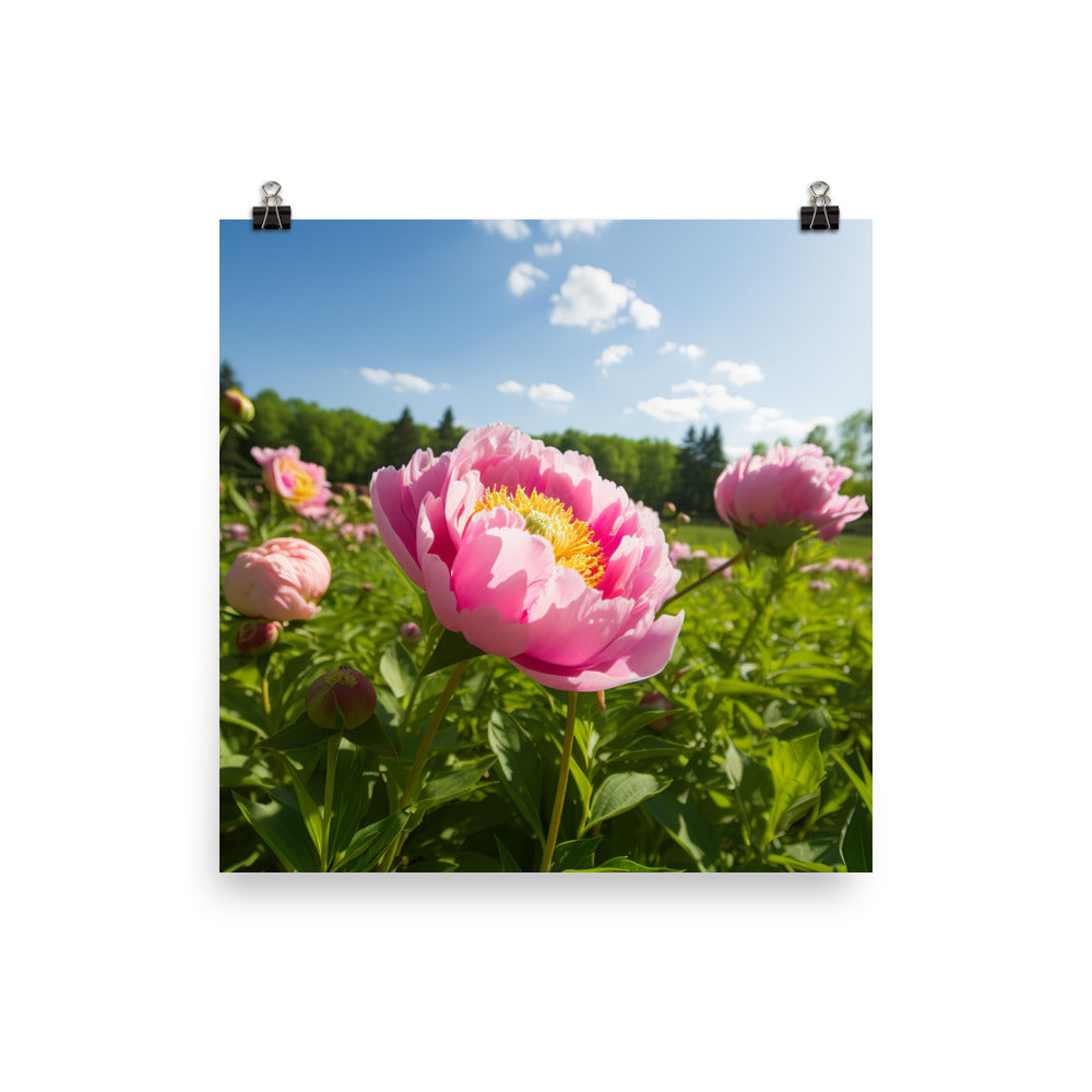 Peony Garden in Full Bloom photo paper poster - Posterfy.AI