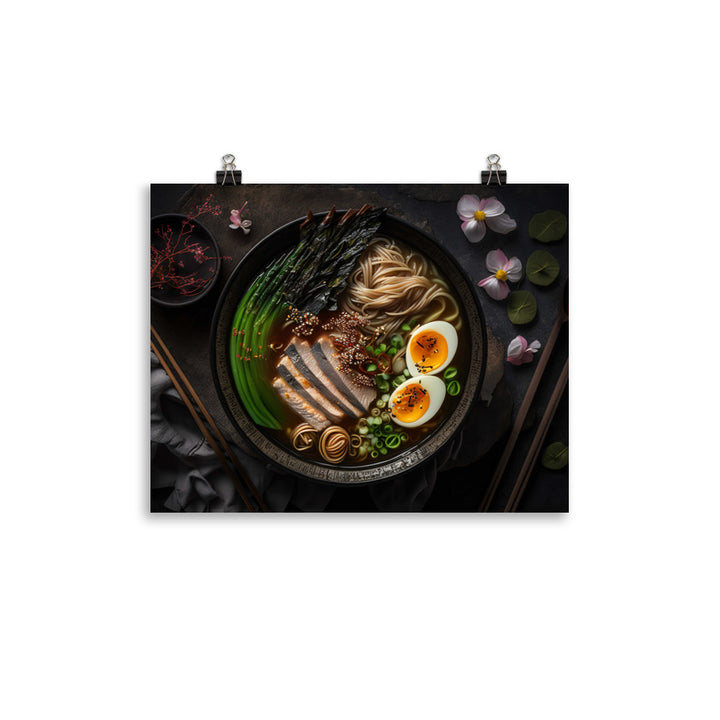 A steaming bowl of rich and savory tonkotsu ramen photo paper poster - Posterfy.AI