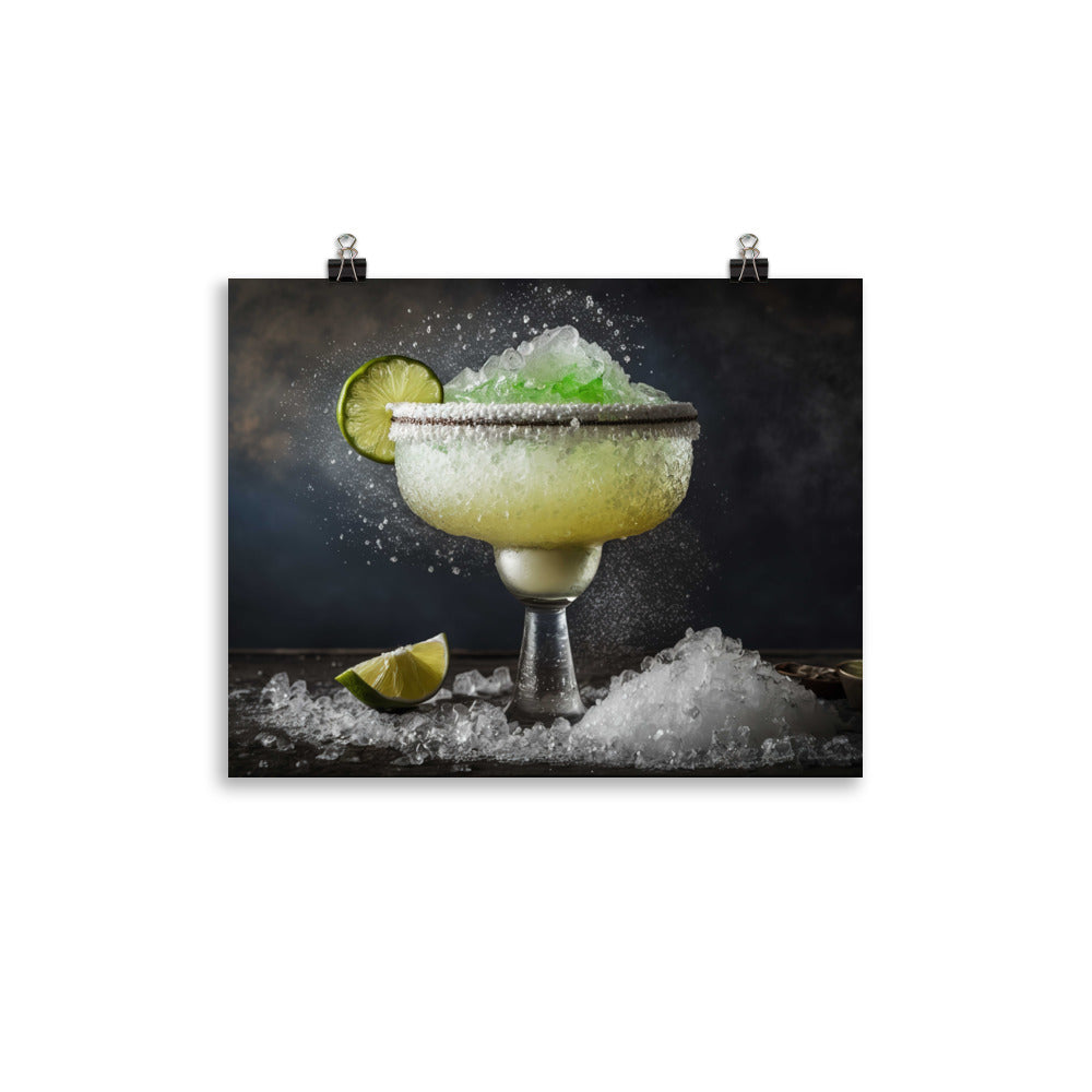 A margarita cocktail with salt rimmed glass photo paper poster - Posterfy.AI