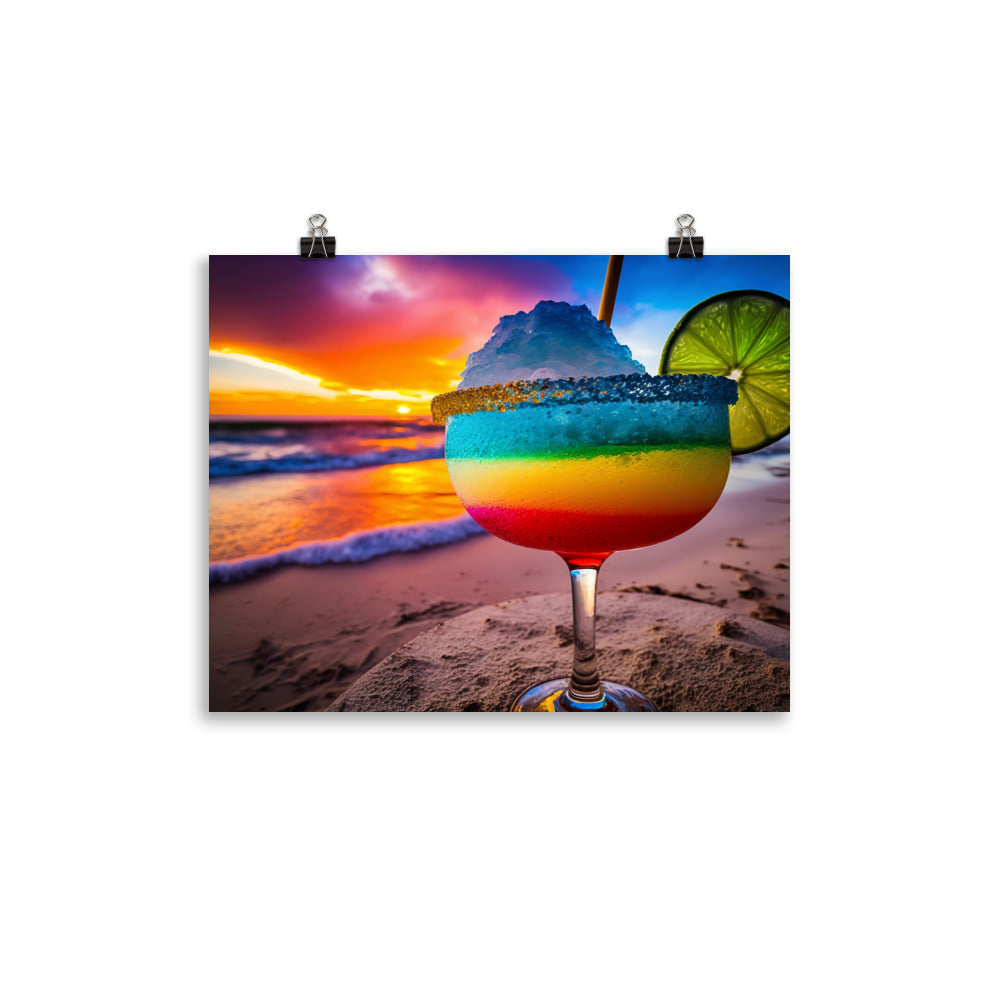 A colorful margarita with salt on the rim photo paper poster - Posterfy.AI