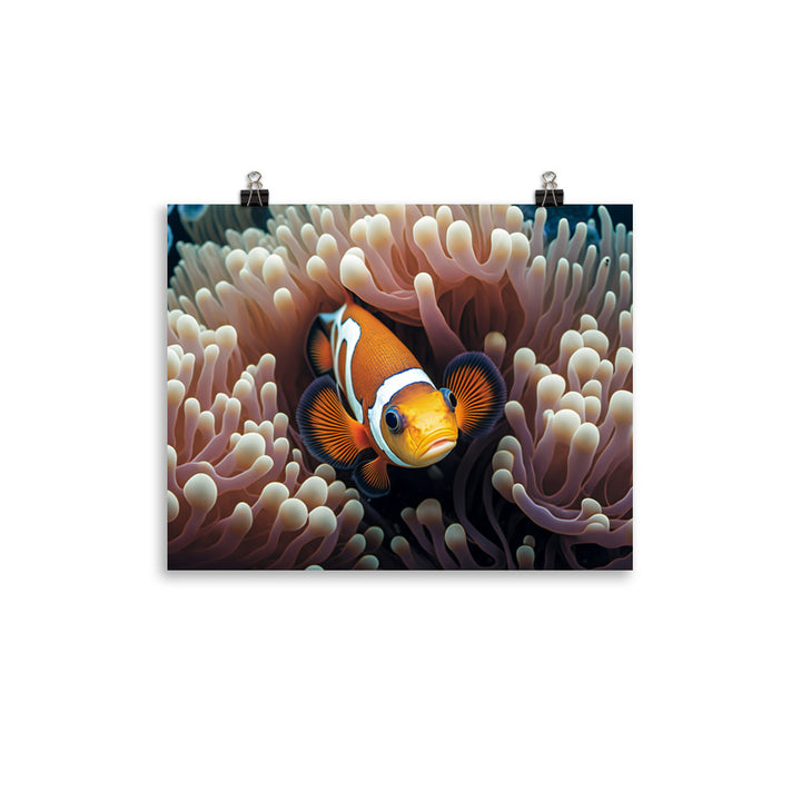 A playful clownfish swimming photo paper poster - Posterfy.AI