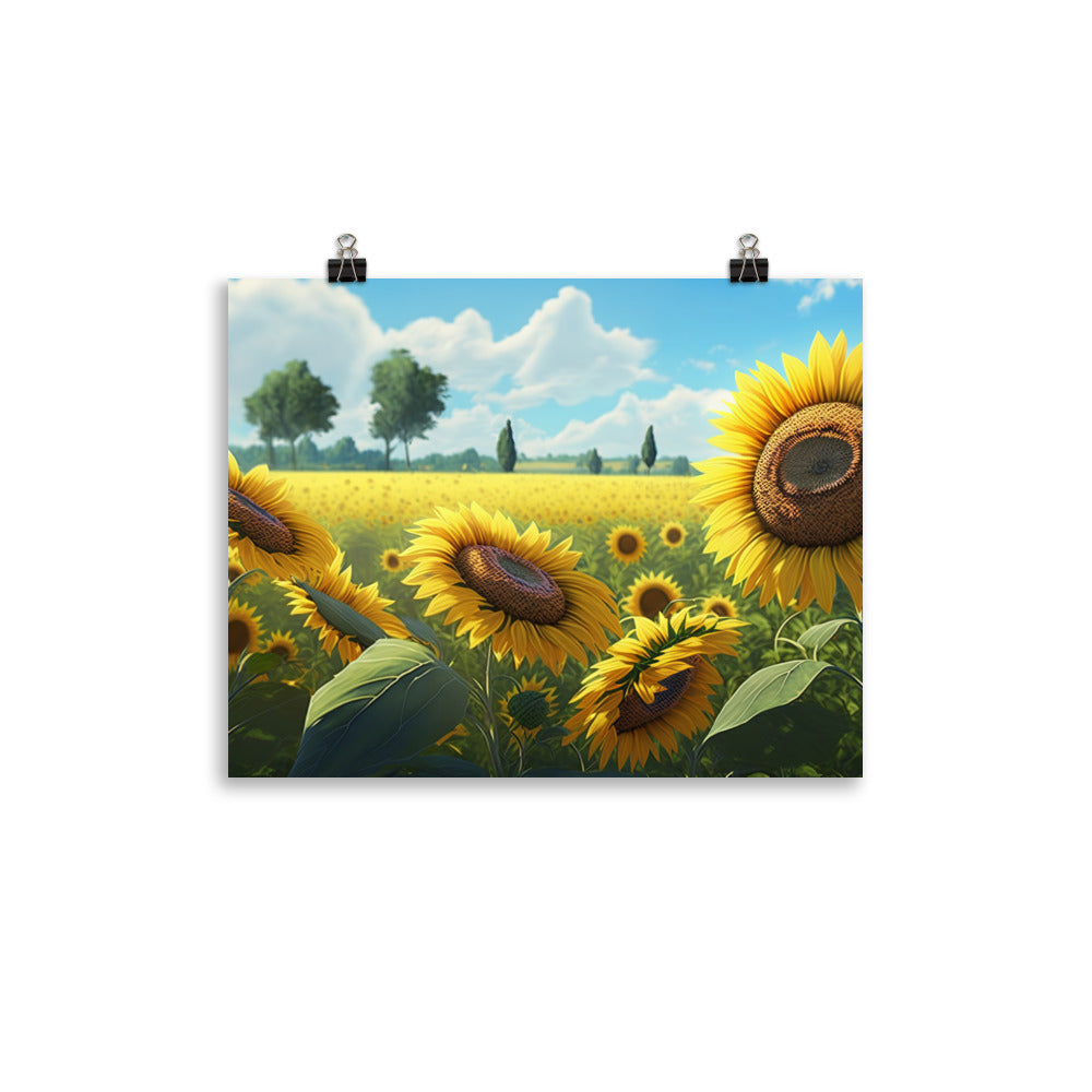 The beauty of a sunny meadow of bright yellow sunflowers photo paper poster - Posterfy.AI