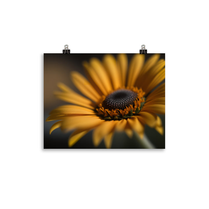 A macro shot of a yellow daisy photo paper poster - Posterfy.AI