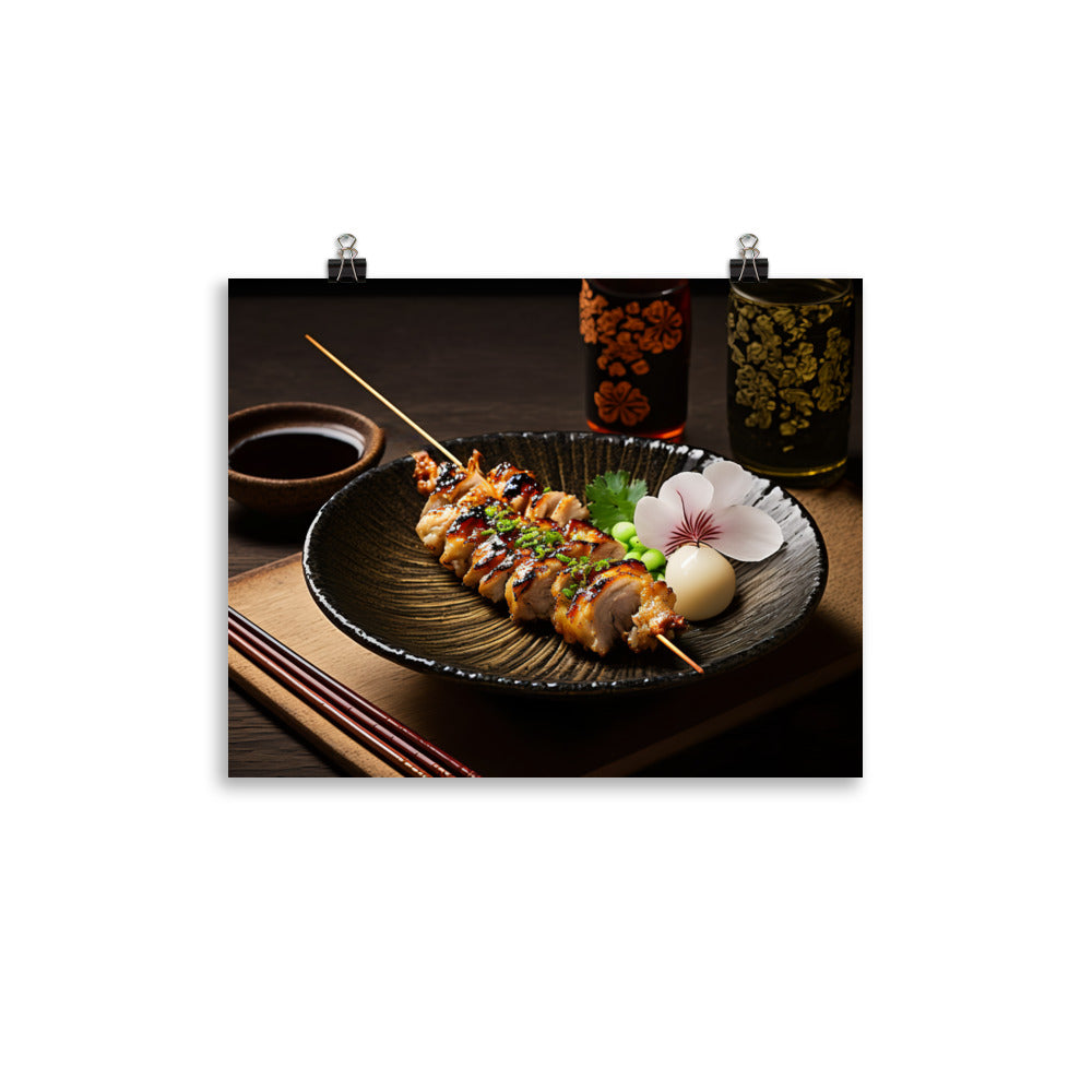 A Delicious Japanese Grilled Chicken Skewer Dish photo paper poster - Posterfy.AI