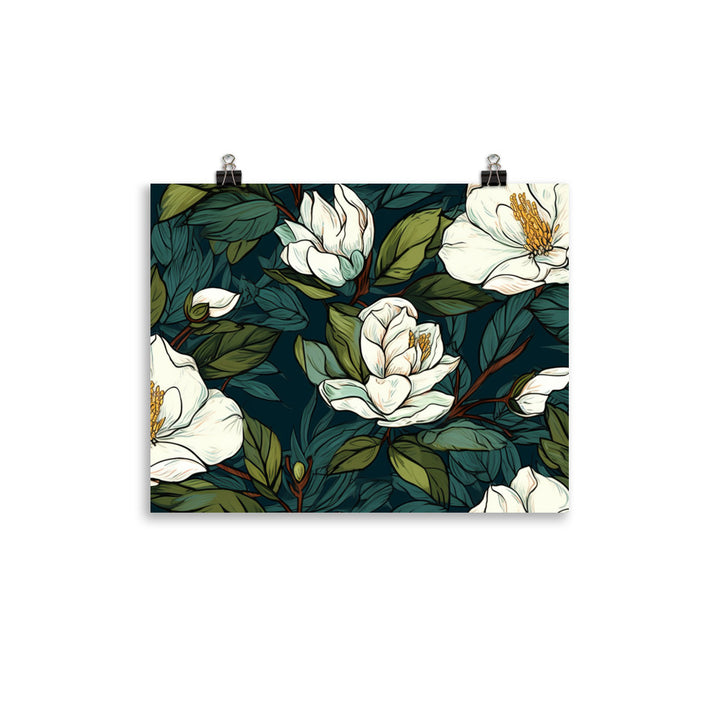 Gardenia Pattern photo paper poster - Posterfy.AI