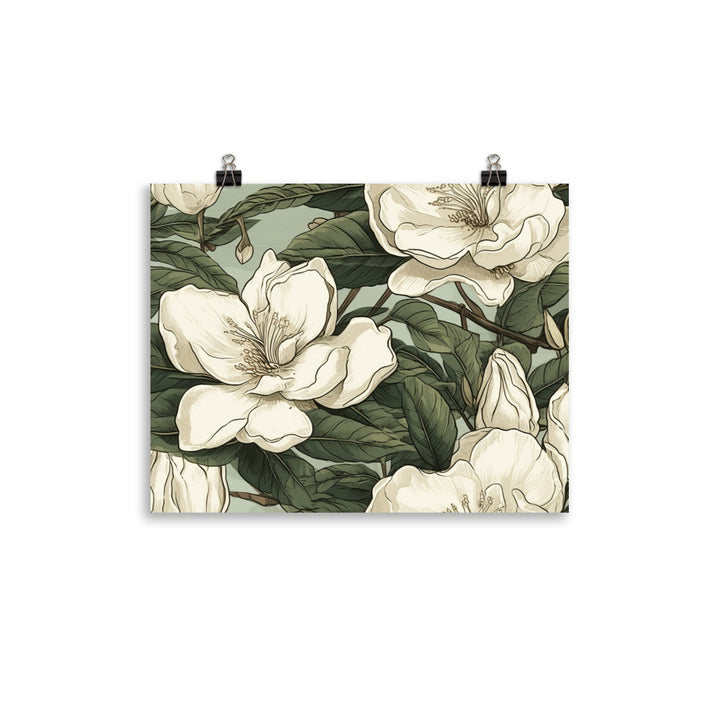 Gardenia Pattern photo paper poster - Posterfy.AI