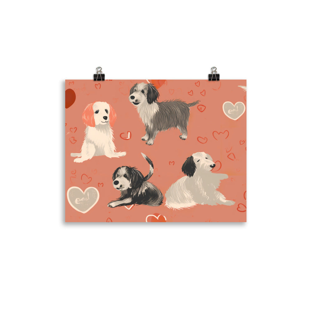 Puppy love Pattern photo paper poster - Posterfy.AI