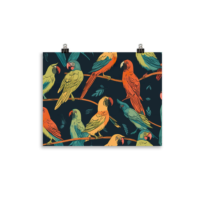 Parrot talk Pattern photo paper poster - Posterfy.AI