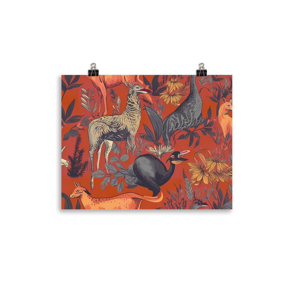 Exotic Animals Pattern  photo paper poster - Posterfy.AI