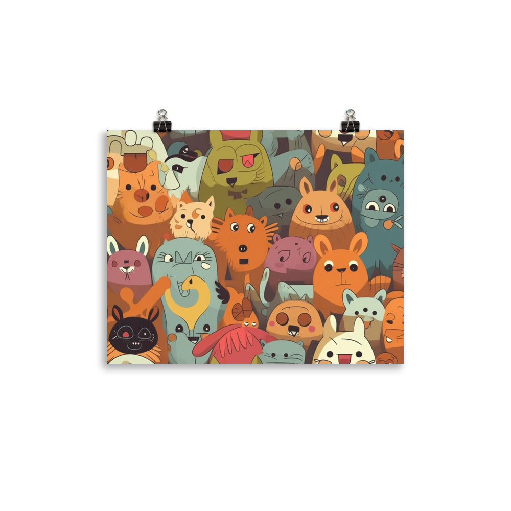 Cartoon Animals Pattern photo paper poster - Posterfy.AI