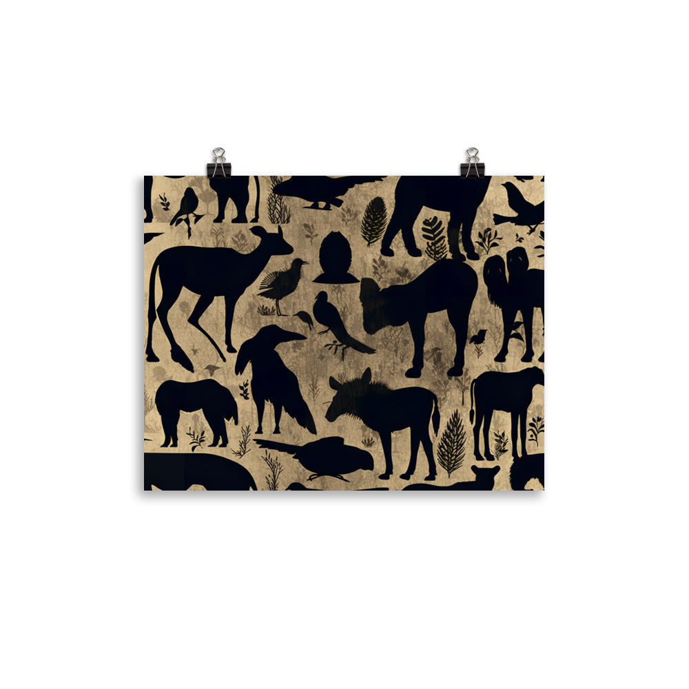 Animal Silhouettes Pattern photo paper poster - Posterfy.AI