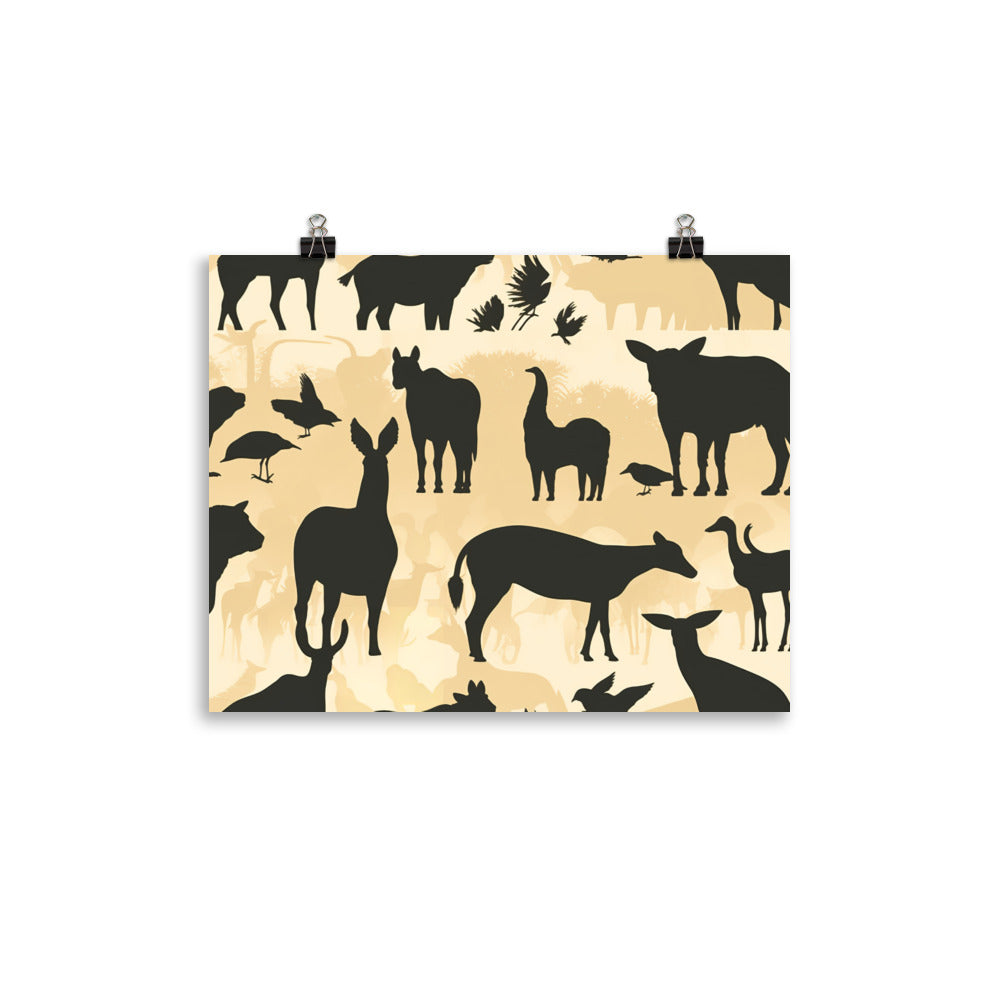 Animal Silhouettes Pattern photo paper poster - Posterfy.AI