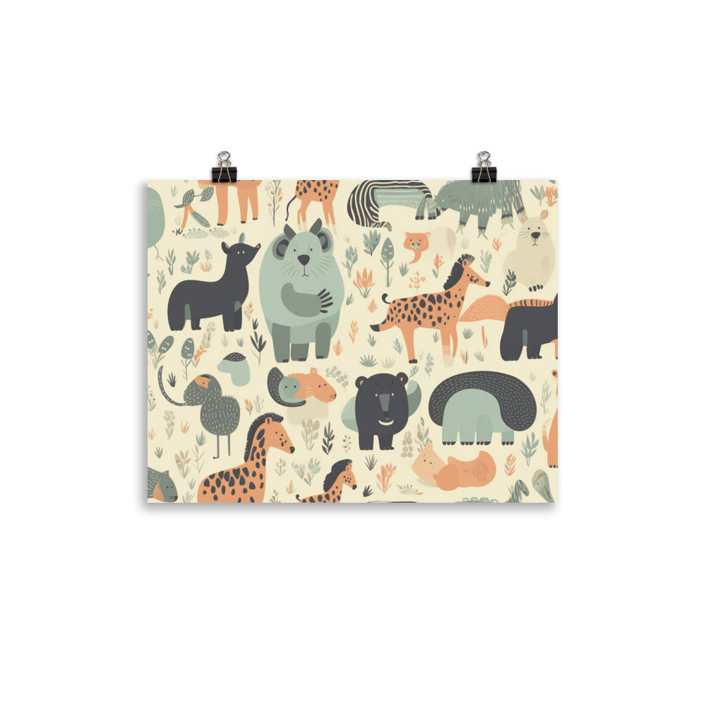 Zoo Animals Pattern photo paper poster - Posterfy.AI