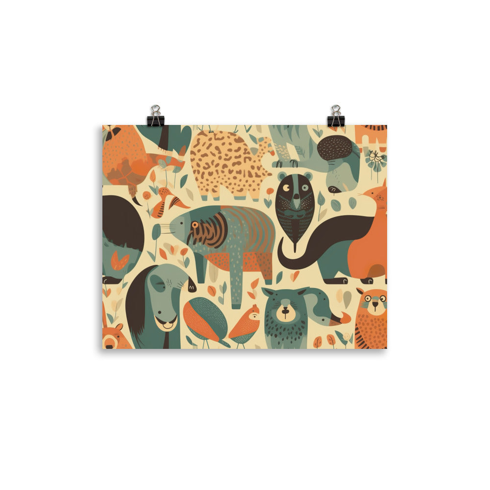 Zoo Animals Pattern photo paper poster - Posterfy.AI