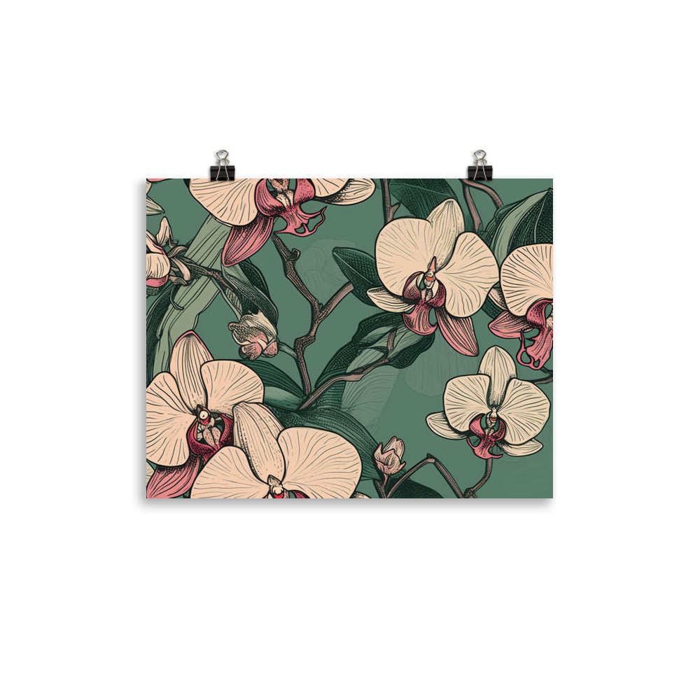 Orchids Pattern photo paper poster - Posterfy.AI