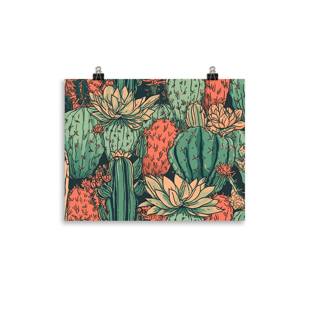 Cacti Pattern photo paper poster - Posterfy.AI