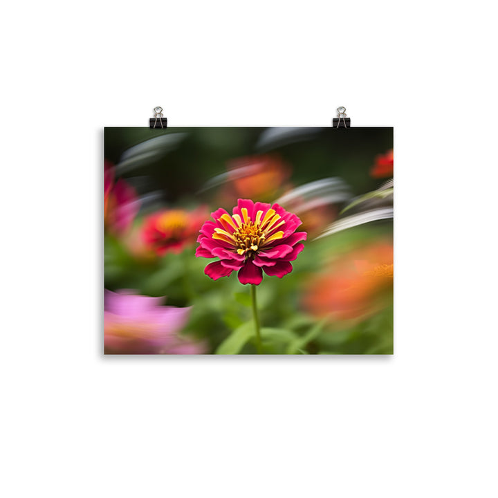 Zinnias in Motion photo paper poster - Posterfy.AI