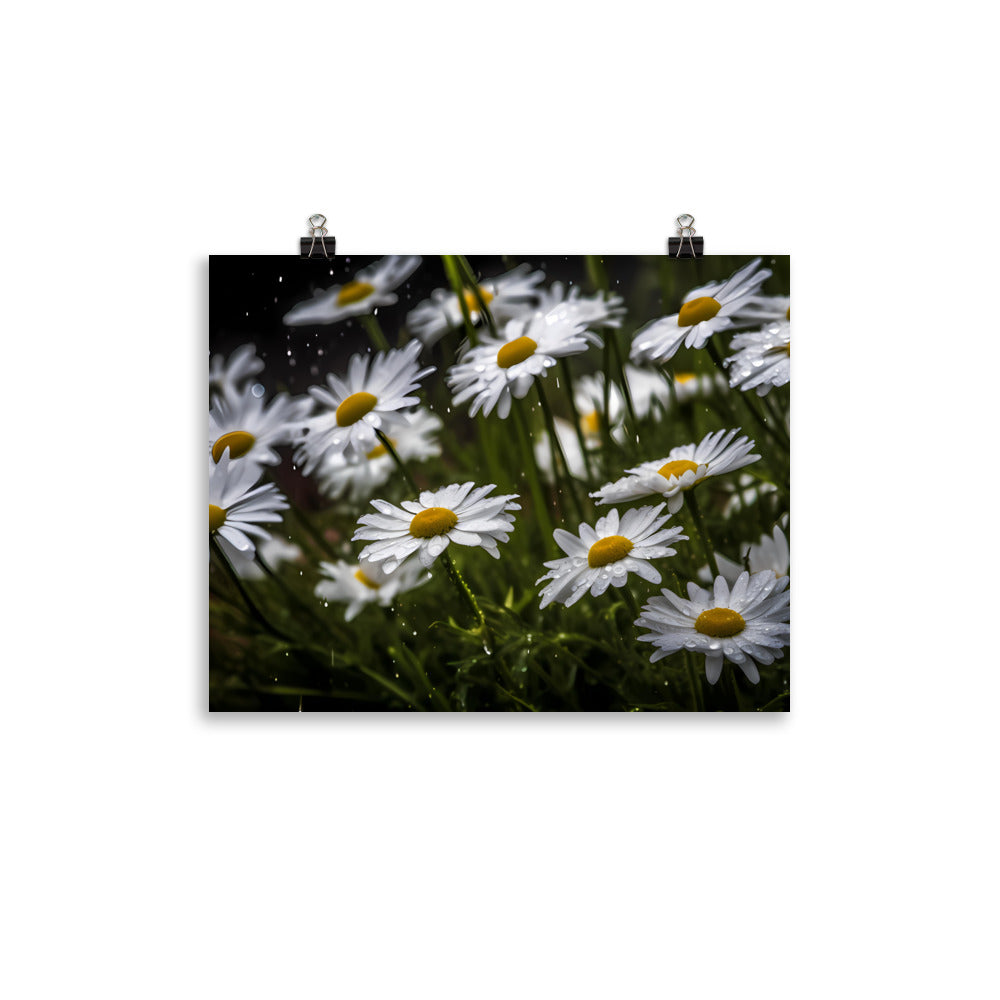 Daisies in the Rain photo paper poster - Posterfy.AI