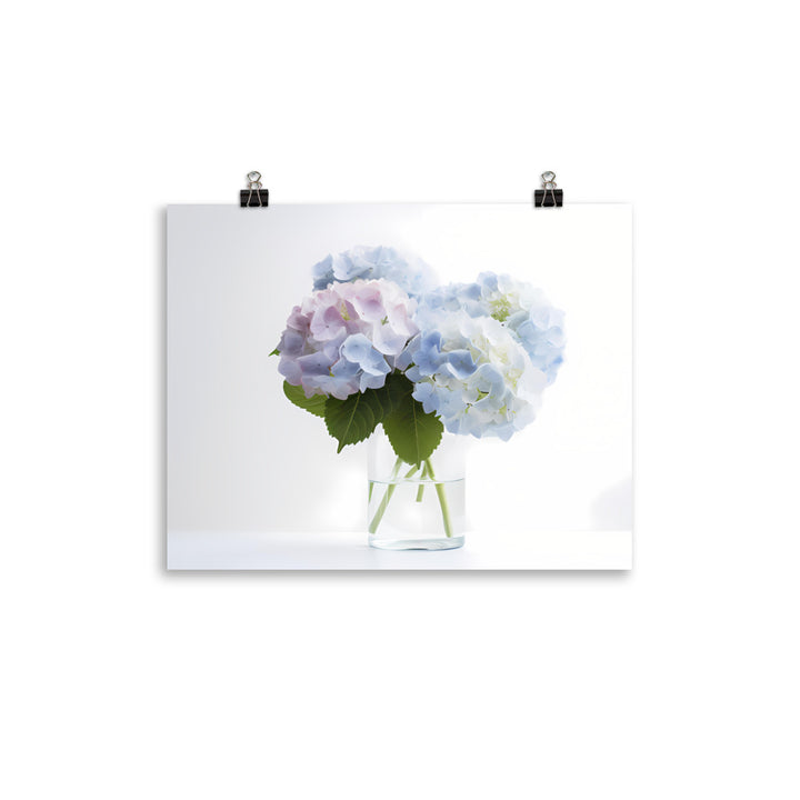 Hydrangea Bouquet on a White Background photo paper poster - Posterfy.AI